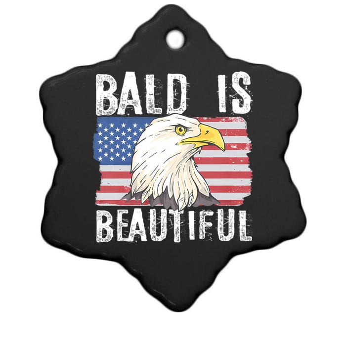 Bald Is Beautiful 4th Of July Independence Day Bald Eagle Ceramic Star Ornament