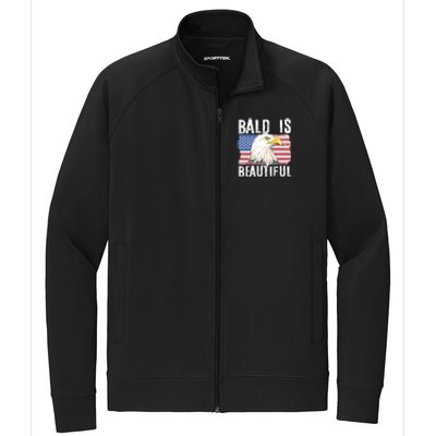 Bald Is Beautiful 4th Of July Independence Day Bald Eagle Stretch Full-Zip Cadet Jacket