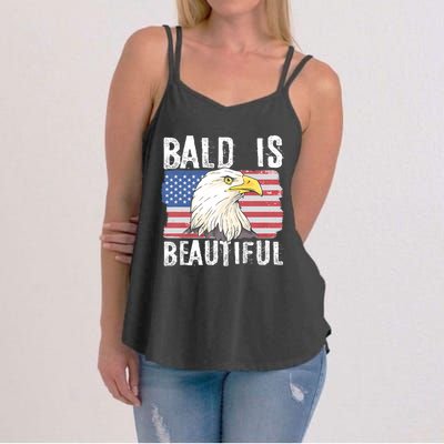 Bald Is Beautiful 4th Of July Independence Day Bald Eagle Women's Strappy Tank