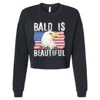 Bald Is Beautiful 4th Of July Independence Day Bald Eagle Cropped Pullover Crew