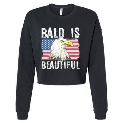 Bald Is Beautiful 4th Of July Independence Day Bald Eagle Cropped Pullover Crew