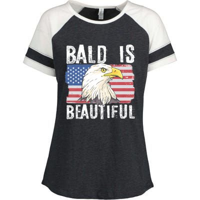 Bald Is Beautiful 4th Of July Independence Day Bald Eagle Enza Ladies Jersey Colorblock Tee