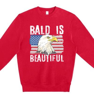 Bald Is Beautiful 4th Of July Independence Day Bald Eagle Premium Crewneck Sweatshirt