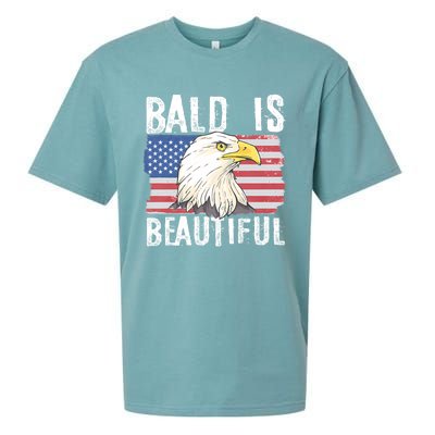 Bald Is Beautiful 4th Of July Independence Day Bald Eagle Sueded Cloud Jersey T-Shirt