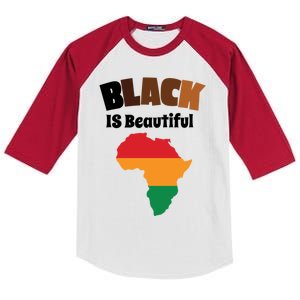 Black Is Beautiful Black History Juneteenth African American Gift Kids Colorblock Raglan Jersey