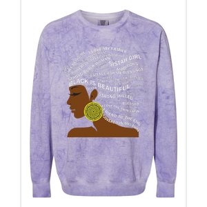 Black Is Beautiful Words In Natural Hair Afro Black Woman Colorblast Crewneck Sweatshirt