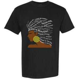 Black Is Beautiful Words In Natural Hair Afro Black Woman Garment-Dyed Heavyweight T-Shirt