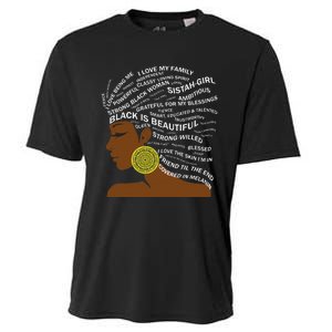 Black Is Beautiful Words In Natural Hair Afro Black Woman Cooling Performance Crew T-Shirt