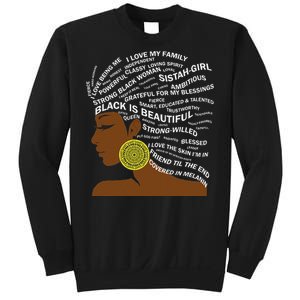 Black Is Beautiful Words In Natural Hair Afro Black Woman Sweatshirt