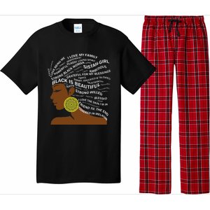 Black Is Beautiful Words In Natural Hair Afro Black Woman Pajama Set