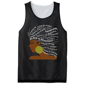 Black Is Beautiful Words In Natural Hair Afro Black Woman Mesh Reversible Basketball Jersey Tank