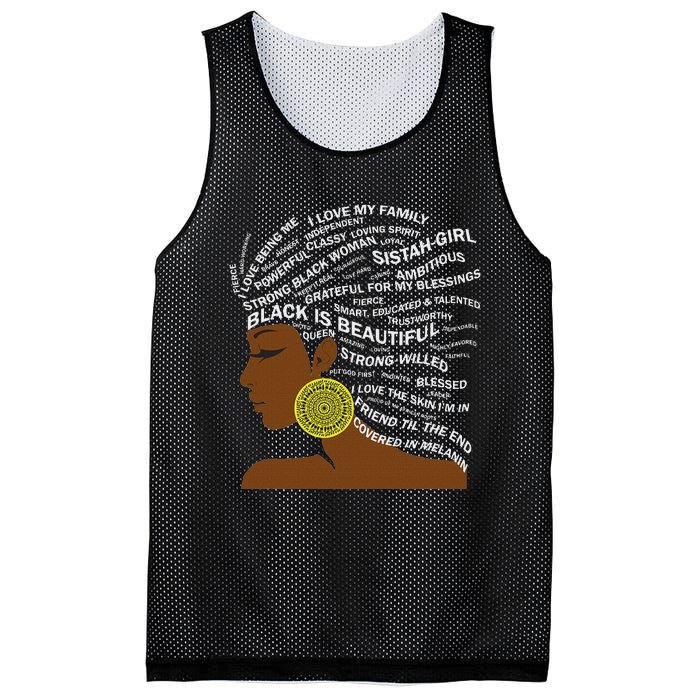 Black Is Beautiful Words In Natural Hair Afro Black Woman Mesh Reversible Basketball Jersey Tank