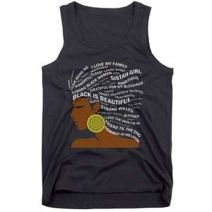 Black Is Beautiful Words In Natural Hair Afro Black Woman Tank Top