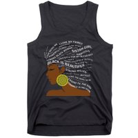 Black Is Beautiful Words In Natural Hair Afro Black Woman Tank Top