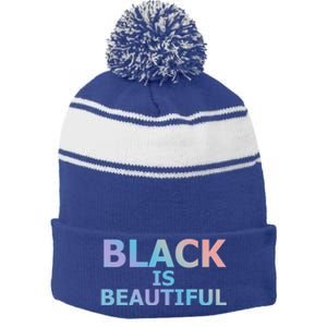 Black Is Beautiful Black History Month Proud Gift Stripe Pom Pom Beanie