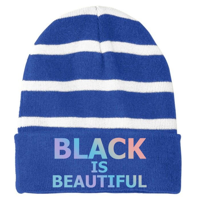 Black Is Beautiful Black History Month Proud Gift Striped Beanie with Solid Band