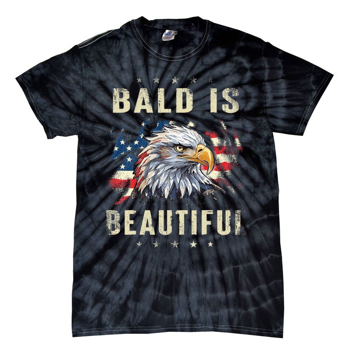 Bald Is Beautiful 4th Of July Independence Day America Tie-Dye T-Shirt