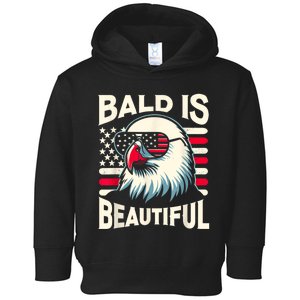 Bald Is Beautiful 4th Of July Usa Patriotic Funny Bald Eagle Toddler Hoodie