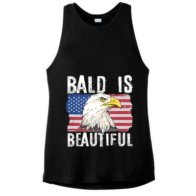 Bald Is Beautiful 4th Of July Independence Day Bald Eagle Ladies PosiCharge Tri-Blend Wicking Tank