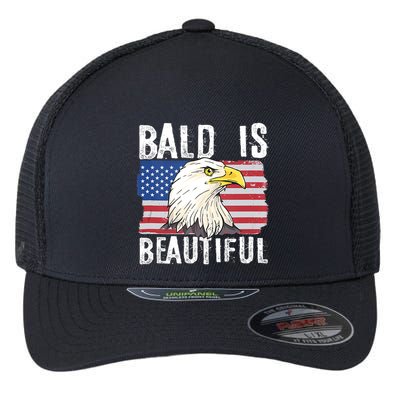 Bald Is Beautiful 4th Of July Independence Day Bald Eagle Flexfit Unipanel Trucker Cap