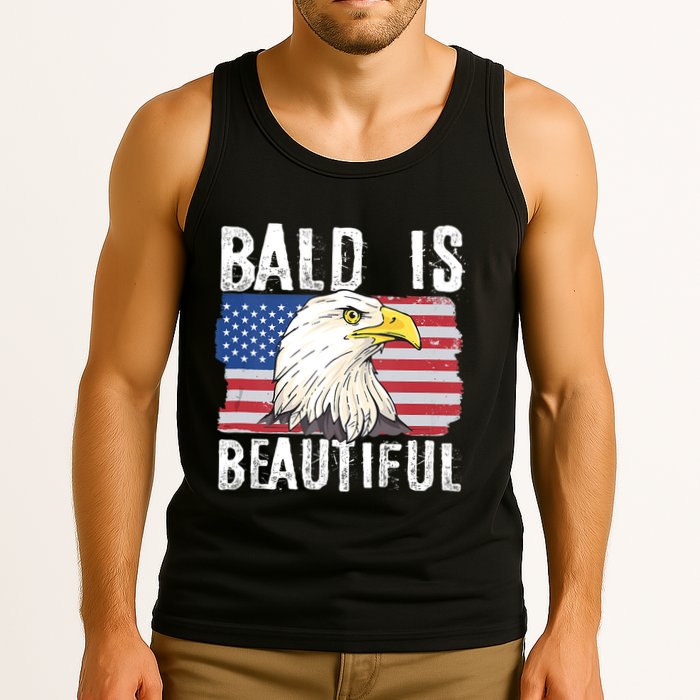 Bald Is Beautiful 4th Of July Independence Day Bald Eagle Tank Top