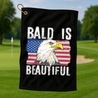 Bald Is Beautiful 4th Of July Independence Day Bald Eagle Golf Towel
