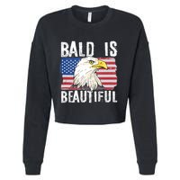 Bald Is Beautiful 4th Of July Independence Day Bald Eagle Cropped Pullover Crew