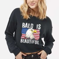 Bald Is Beautiful 4th Of July Independence Day Bald Eagle Cropped Pullover Crew