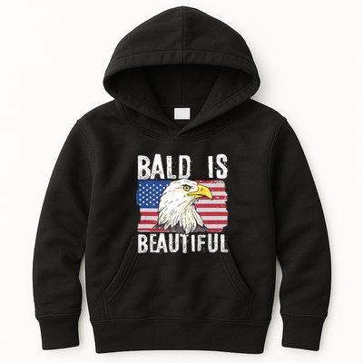 Bald Is Beautiful 4th Of July Independence Day Bald Eagle Kids Hoodie