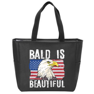 Bald Is Beautiful 4th Of July Independence Day Bald Eagle Zip Tote Bag
