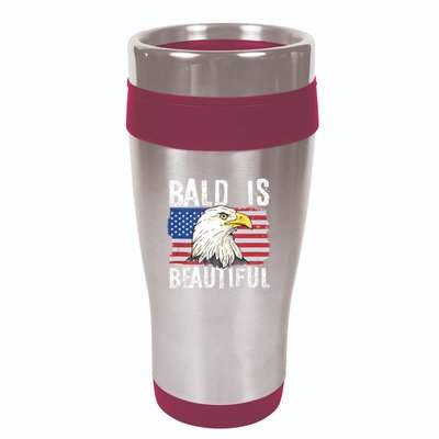Bald Is Beautiful 4th Of July Independence Day Bald Eagle 16oz Travel Tumbler