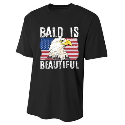 Bald Is Beautiful 4th Of July Independence Day Bald Eagle Performance Sprint T-Shirt