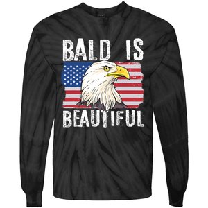 Bald Is Beautiful 4th Of July Independence Day Bald Eagle Tie-Dye Long Sleeve Shirt