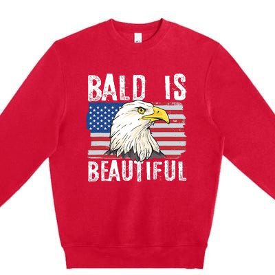 Bald Is Beautiful 4th Of July Independence Day Bald Eagle Premium Crewneck Sweatshirt