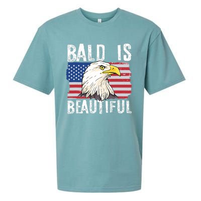 Bald Is Beautiful 4th Of July Independence Day Bald Eagle Sueded Cloud Jersey T-Shirt