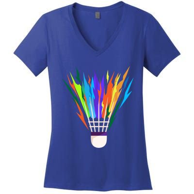 Badminton I Badminton Ball I Badminton Racket Shuttlecock Great Gift Women's V-Neck T-Shirt