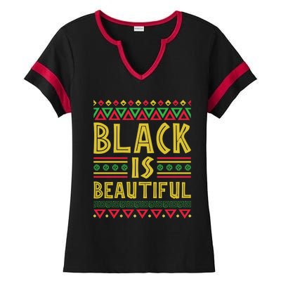 Black Is Beautiful Happy Kwanzaa Celebration Holiday Gift Ladies Halftime Notch Neck Tee