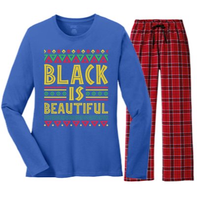 Black Is Beautiful Happy Kwanzaa Celebration Holiday Gift Women's Long Sleeve Flannel Pajama Set 