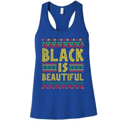 Black Is Beautiful Happy Kwanzaa Celebration Holiday Gift Women's Racerback Tank