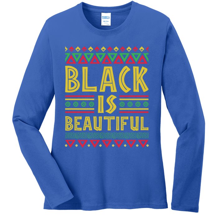 Black Is Beautiful Happy Kwanzaa Celebration Holiday Gift Ladies Long Sleeve Shirt