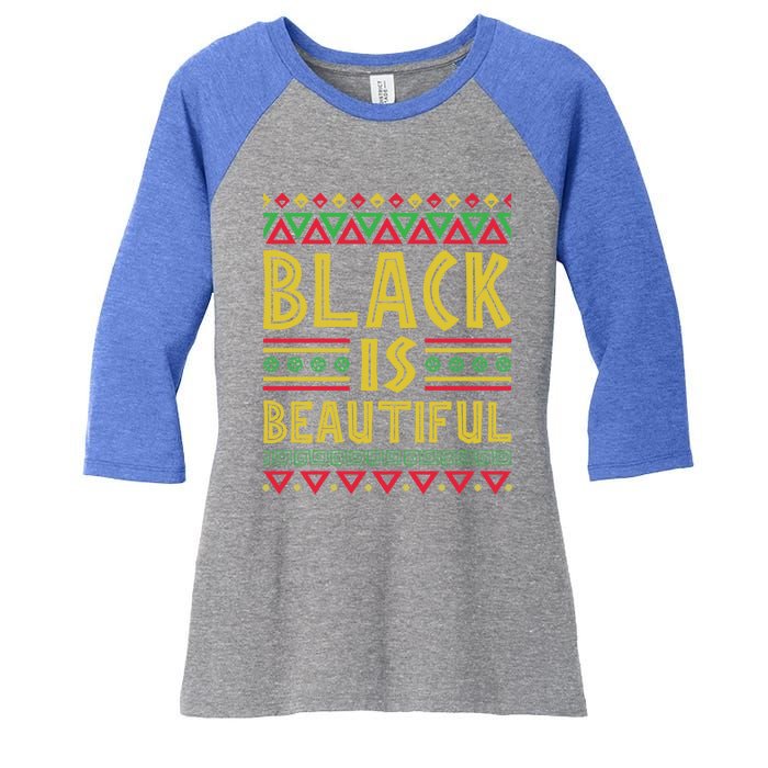 Black Is Beautiful Happy Kwanzaa Celebration Holiday Gift Women's Tri-Blend 3/4-Sleeve Raglan Shirt