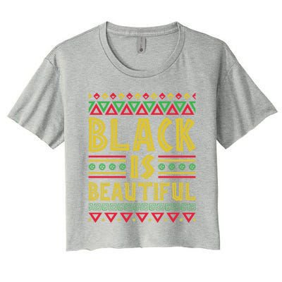 Black Is Beautiful Happy Kwanzaa Celebration Holiday Gift Women's Crop Top Tee