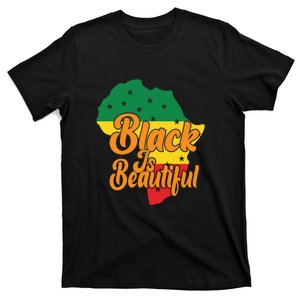 Black Is Beautiful Funny Africa Map Black History Month T-Shirt