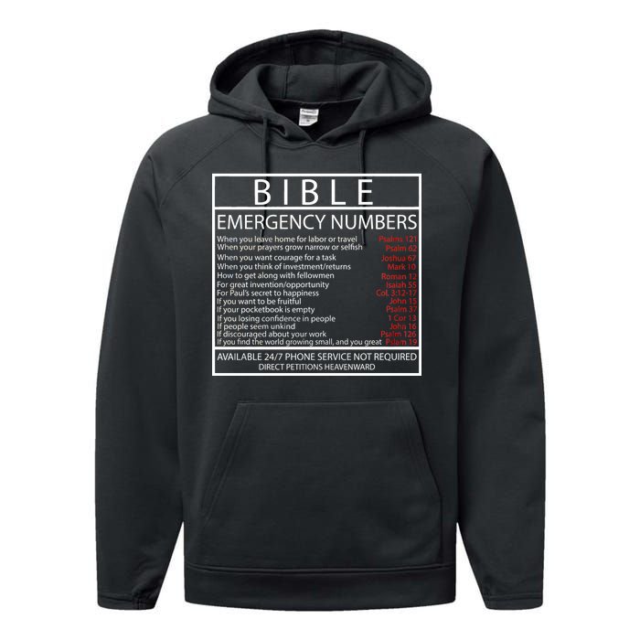 Bible Emergency Hotline Numbers Performance Fleece Hoodie