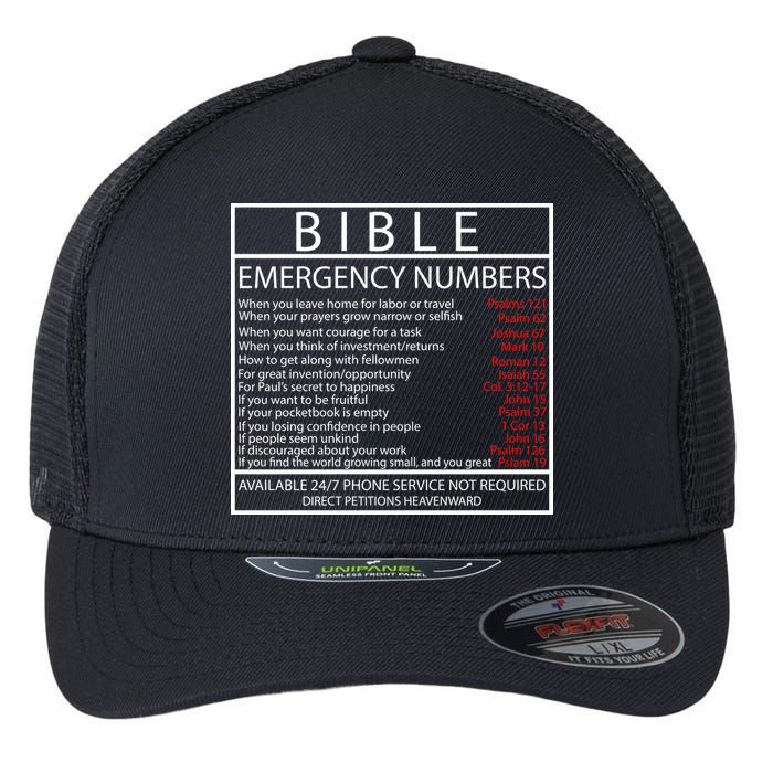 Bible Emergency Hotline Numbers Flexfit Unipanel Trucker Cap