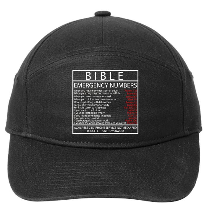 Bible Emergency Hotline Numbers 7-Panel Snapback Hat