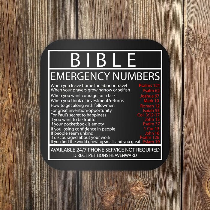 Bible Emergency Hotline Numbers Coaster