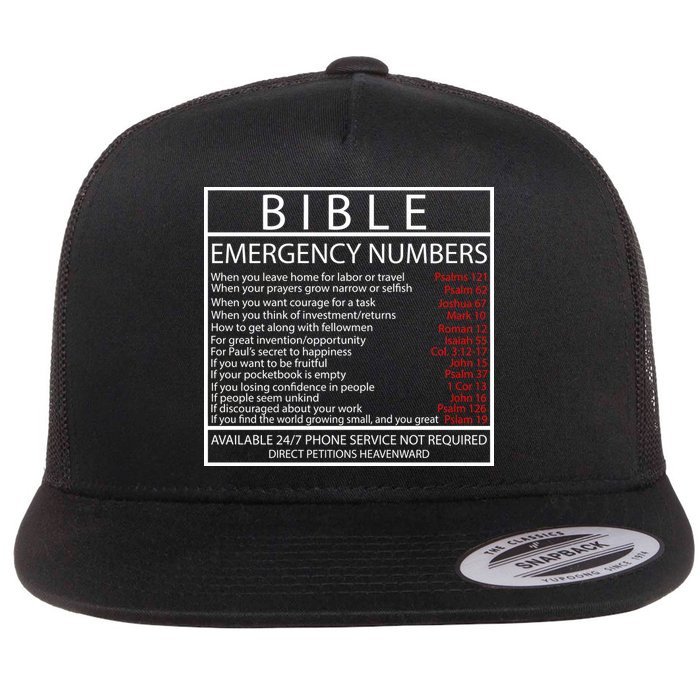 Bible Emergency Hotline Numbers Flat Bill Trucker Hat