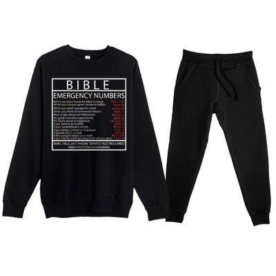 Bible Emergency Hotline Numbers Premium Crewneck Sweatsuit Set