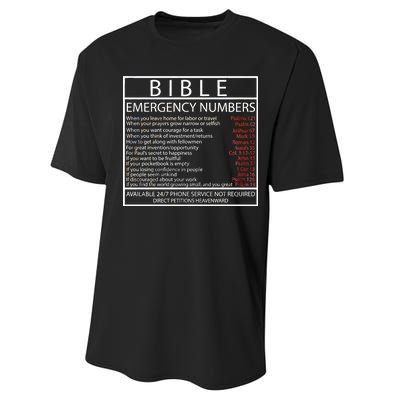 Bible Emergency Hotline Numbers Performance Sprint T-Shirt